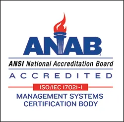 Image of ASC Global's ANAB/ANSI ISO/IEC 17021-1 certification, demonstrating compliance with international standards for management system certifications