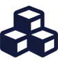 blue icon of three cubes