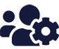 blue icon representing the collaboration between employees