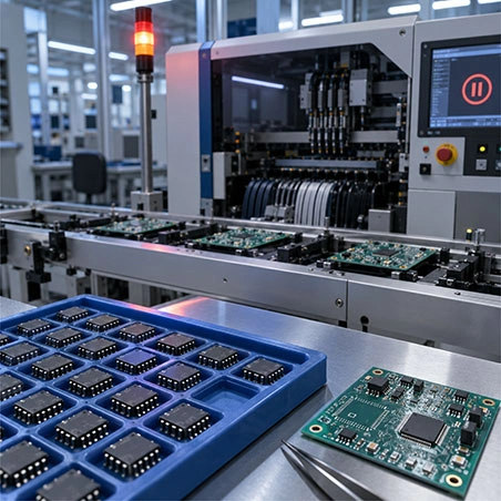 AI server surrounded by thousands of MLCCs, illustrating how AI infrastructure demand is absorbing available multilayer ceramic capacitor supply.