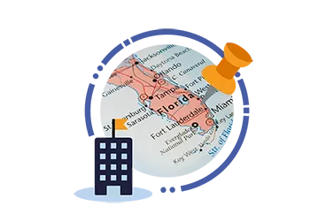 Icon representing the relocation of the corporate headquarters to Tamarac, Florida, symbolizing a strategic move to enhance operations and presence.