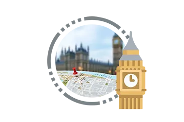 Icon representing the establishment of Bell Components in London, UK, symbolizing its presence and operations in the region.