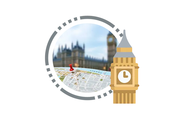 Icon representing the establishment of Bell Components in London, UK, symbolizing its presence and operations in the region.