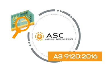 Icon representing the rebranding of ASC American Sun Components, the establishment of testing labs in Shenzhen, China, and the achievement of AS 9210:2016, AS 6081:2012, and ISO 9001:2015 certifications, symbolizing growth, quality assurance, and global standards compliance.
