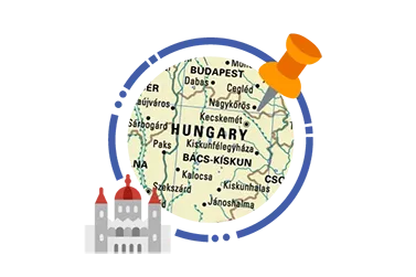 Icon representing the establishment of ASC Global Hungary in Budapest, Hungary, symbolizing its presence and operations in the region.