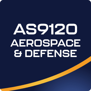 Button labeled 'AS 9120:2016 Certification' linking to ASC Global's compliance with quality management guidelines for distributors in the aerospace industry