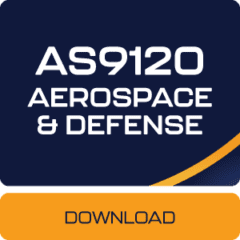 Button labeled 'AS 9120:2016 Certification' linking to ASC Global's compliance with quality management guidelines for distributors in the aerospace industry