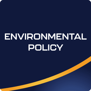 Button labeled 'Environmental Policy' linking to ASC Global's commitment to sustainable practices and minimizing environmental impact