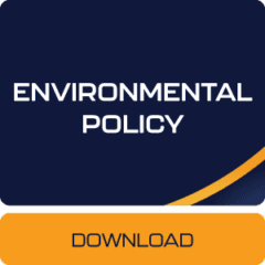 Button labeled 'Environmental Policy' linking to ASC Global's commitment to sustainable practices and minimizing environmental impact