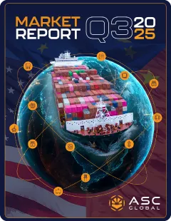 Promotional graphic for ASC Global's Q3 2025 Electronic Component Market Report covering semiconductor industry developments, component sourcing challenges, inventory trends, lead-time forecasts, pricing dynamics, and strategic supply chain insights across global electronics markets.