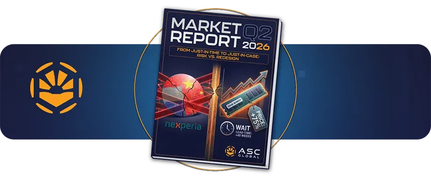 Mini banner promoting ASC Global’s Electronics Market Report Q2 2026, highlighting the global memory crisis impacting availability, pricing, and electronics supply chains.