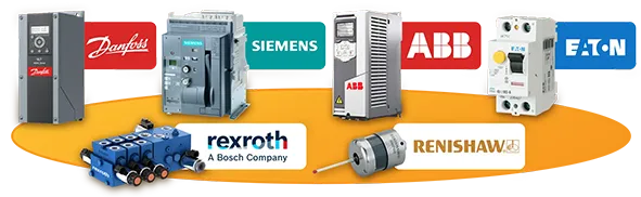 mro_products_05 Banner image showcasing various MRO products distributed by ASC Global, featuring components and equipment from leading brands such as Danfoss, Siemens, ABB, EATON, Rexroth, and Renishaw, highlighting the company’s wide industrial product portfolio