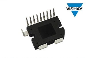 Graphic highlighting Vishay's introduction of a compact power module designed for 48V electric vehicle systems. The image features automotive power electronics, efficient power conversion technology, and advanced semiconductor solutions that support improved energy management, reduced system size, and enhanced performance in modern EV and hybrid vehicle applications.