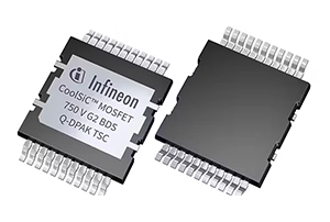 Graphic showcasing Infineon's industry-first 750V bidirectional silicon carbide (SiC) switch solution. The image highlights advanced power semiconductor technology designed for efficient bidirectional power flow, supporting applications such as energy storage systems, EV charging infrastructure, renewable energy, and industrial power conversion with improved efficiency and reduced system complexity.