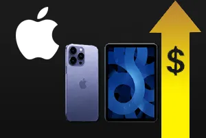 Consumer electronics and semiconductor industry illustration featuring smartphones, tablets, laptops, memory chips, and digital supply chain elements. The image represents rising Apple product prices driven by increasing DRAM and NAND memory costs, highlighting the impact of AI-driven demand on semiconductor supply chains, component pricing, and the global consumer electronics market.