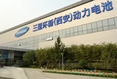 Illustration of a high-volume electronics manufacturing facility producing multilayer ceramic capacitors (MLCCs), featuring automated assembly lines, precision equipment, and quality control systems. The image represents Samsung Electro-Mechanics' Tianjin plant operating at full capacity, highlighting strong demand from electric vehicles, automotive electronics, AI servers, and the growing need for advanced passive components across global technology and transportation markets.