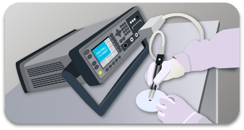 Image of an engineer conducting a test on an electronic component. The engineer is carefully inspecting or testing the component, possibly using specialized equipment or tools, with a focus on ensuring its functionality and quality. The graphic emphasizes the precision and technical expertise involved in the testing process.