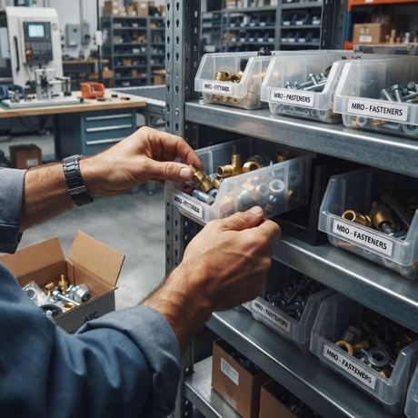 Vendor Managed Inventory concept showing inventory strategically stored and replenished where it is needed, balancing supply and demand while reducing stockout risk, excess inventory, and administrative workload.